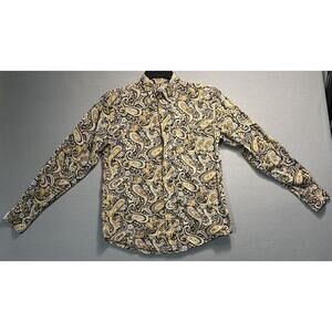 Cinch Snap Down Long Sleeve Collar Shirt Yellow Kids Large